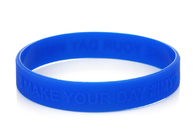 Non Toxic Embossed Low Raised Promotional Blue Custom Silicone Rubber Wristbands