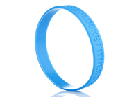 Blue Solid Color Engraved Debossed No Fill In Custom Silicone Rubber Wristbands