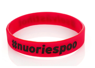 Red Bracelet Color Fill In Black Logo Custom Silicone Rubber Wristbands