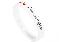 White Slogan Color Filled Lovers 2.5mm Custom Silicone Rubber Wristbands