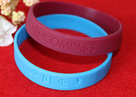 Lettering Debossed Silicone Wristbands , Rubber Promotional Bracelets Smooth Edge