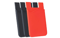 Custom Adhesive Silicone Credit Card Holder Red / Black Color For Promotional Gifts