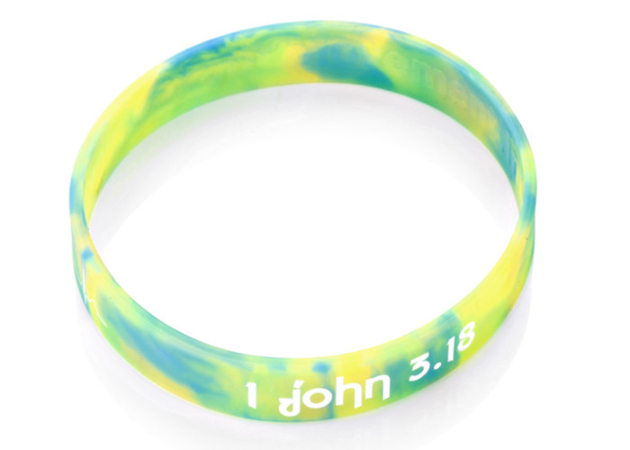 Camouflage Engraved And Color Filled Custom Silicone Rubber Wristbands