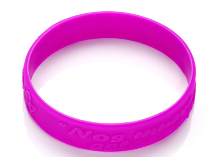 Purple Solid Color Logo Embossed Party Custom Silicone Rubber Wristbands