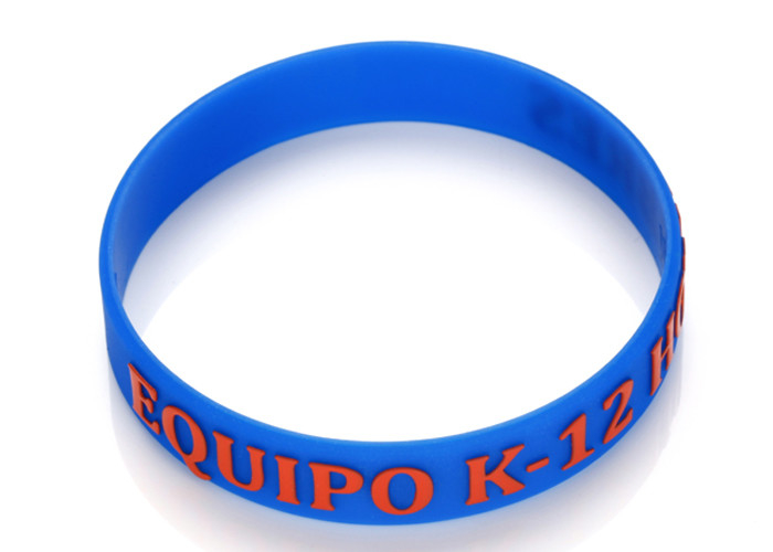 Medical Alert Blue Emboss Printed Advertsing Glow Custom Silicone Rubber Wristbands